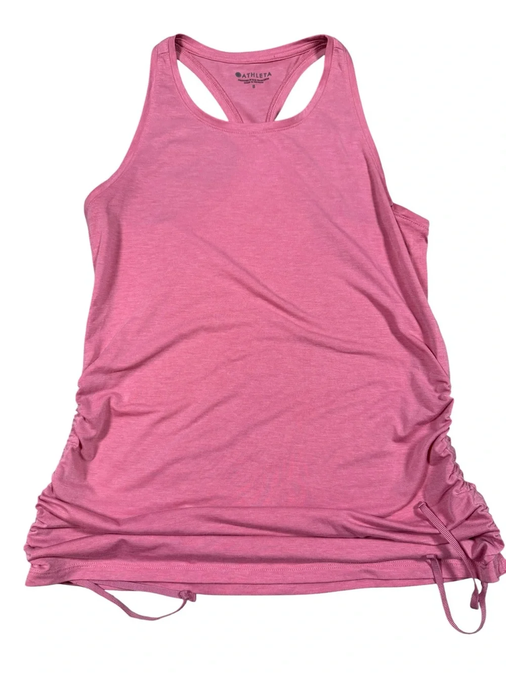 Athleta Encore Tank Women’s Small May Rose Pink Ruched Drawstring Racerback